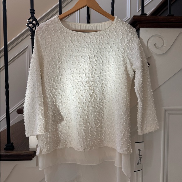 Joseph Ribkoff Cream Textured Blouse - Picture 1 of 5